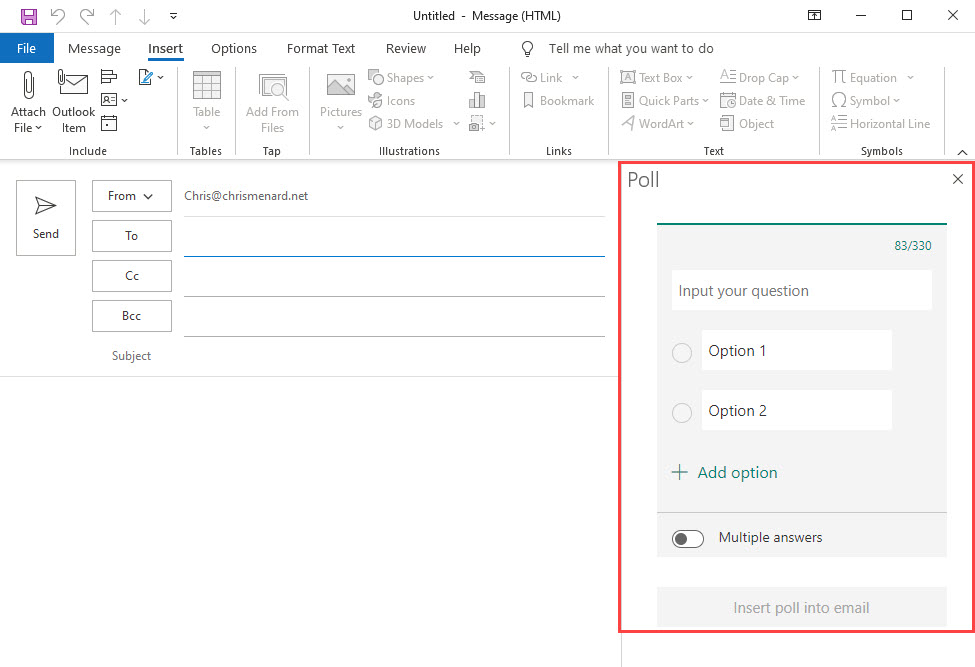 Create a Poll in an Outlook email Chris Menard Training